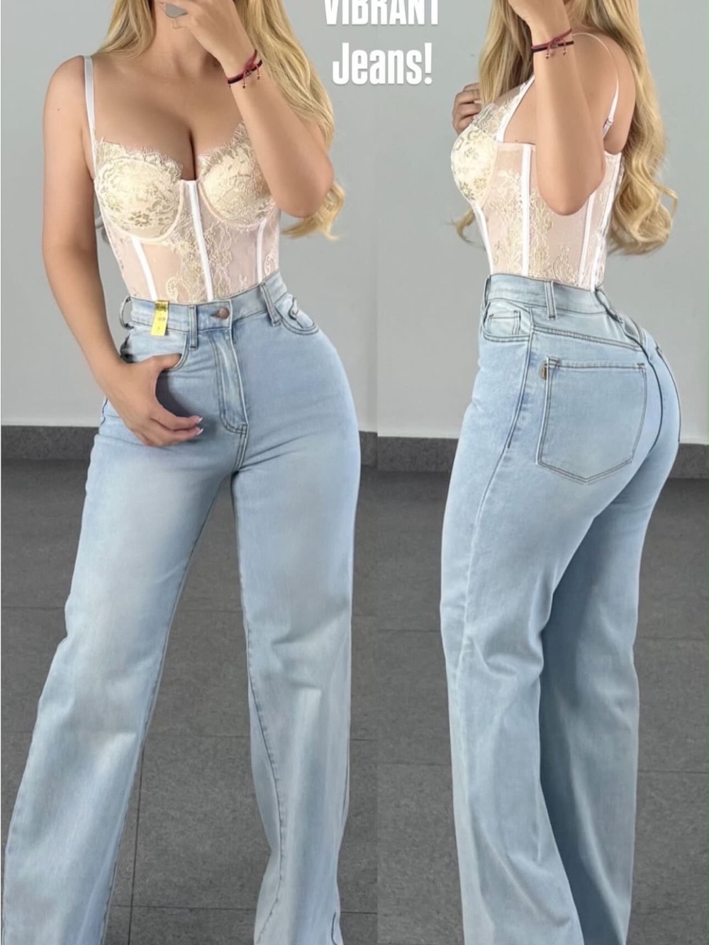 Light Wash High-Rise Straight Jeans - Light Blue
